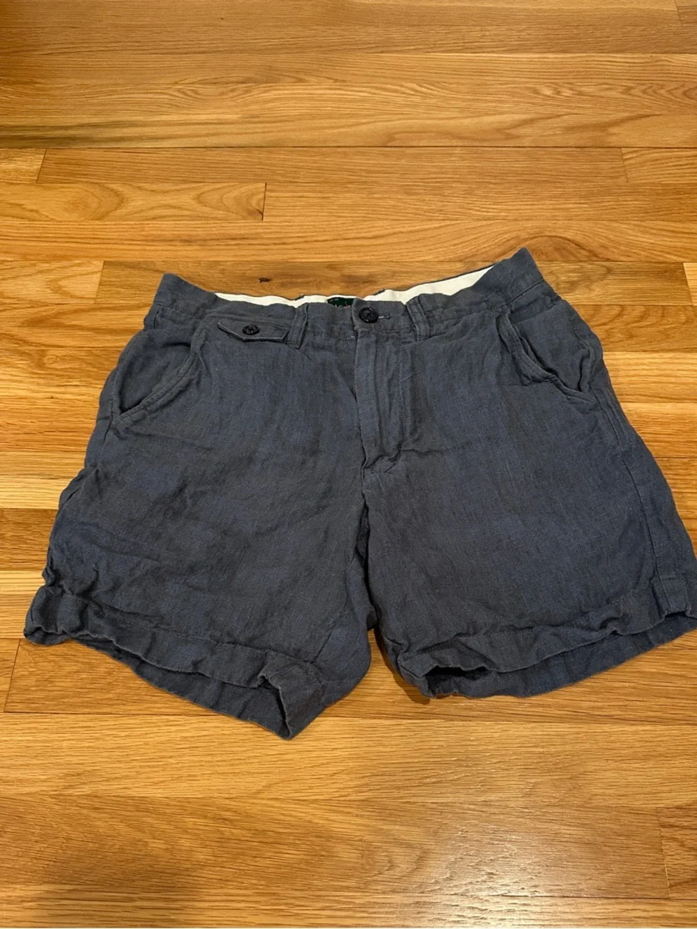 J. Crew Men's Navy Flat Front Linen-Blend Shorts